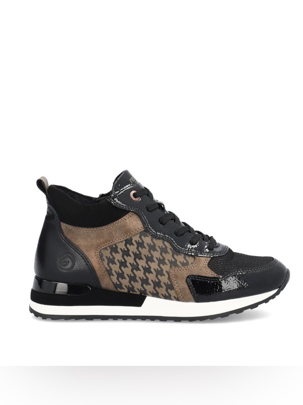 NWOB Remonte Black Houndstooth Patent Sneakers